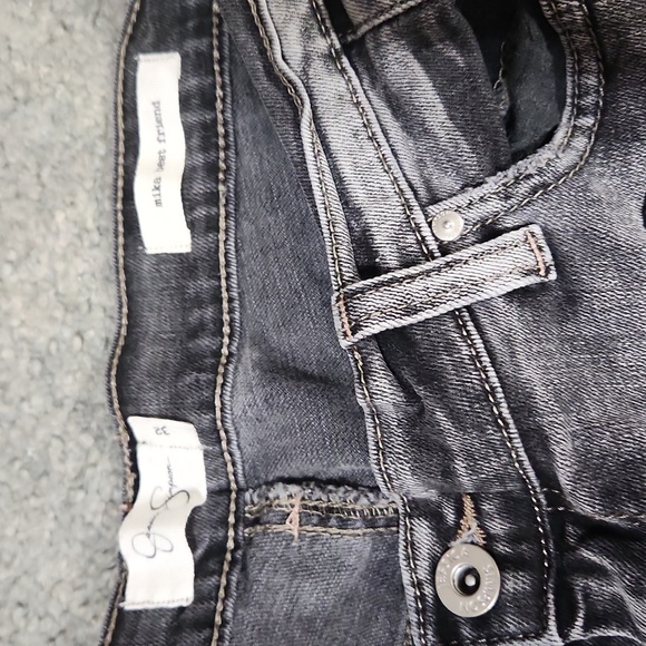 Jessica Simpson jrs 15- 32 grey ankle jeans black velvet rose applique - Picture 7 of 14